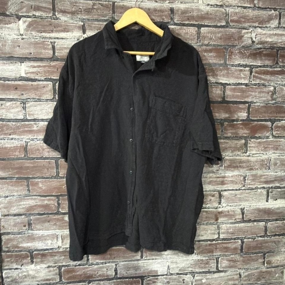 American Eagle Shirt Men XXL Black Short Sleeve Button Up Casual